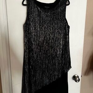 Connected Apparel Metallic Black Asymmetrical Dress